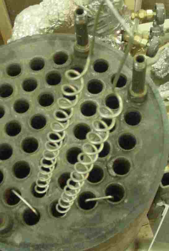 SS Turbulators inserted into tubesheet of boiler