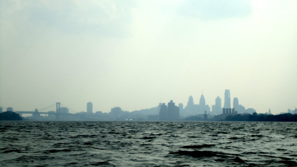 Philadelphia Skyline, we had to turn back to reach the launch ramp before dark.