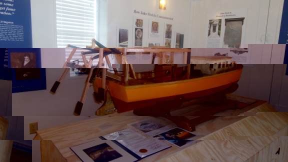 Four stern paddles, chain driven from a Watt Beam Engine