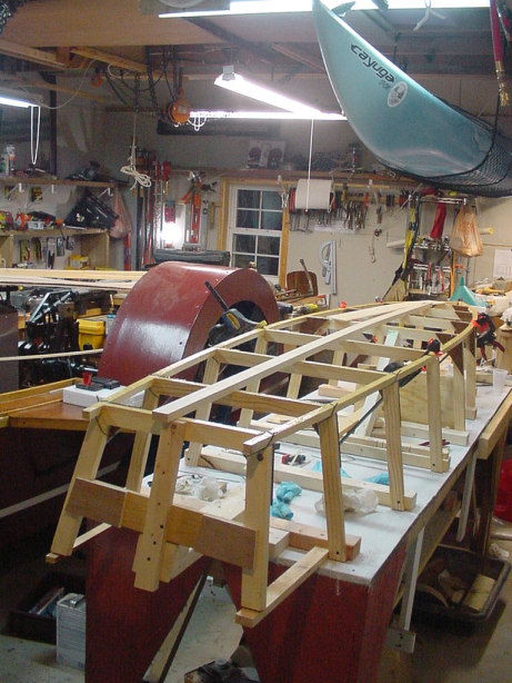 Frames on Building Table, Epoxied the Chines in place Today, Sides go on Tomorrow