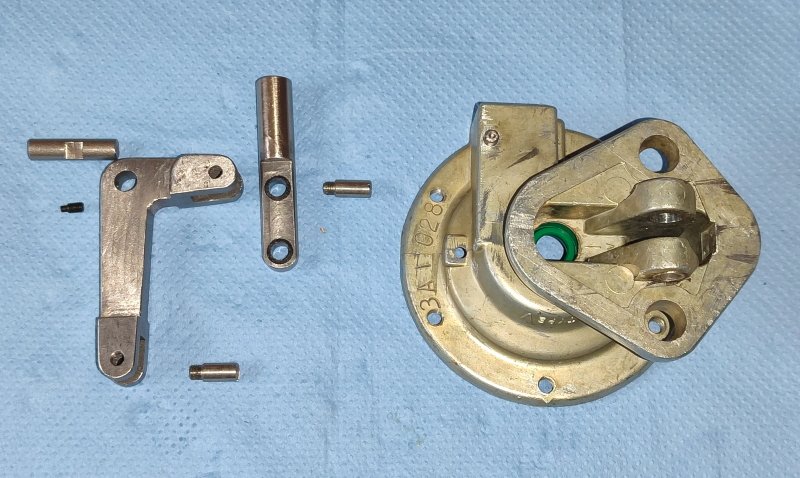 The lower part of the pump with the individual parts of the drive