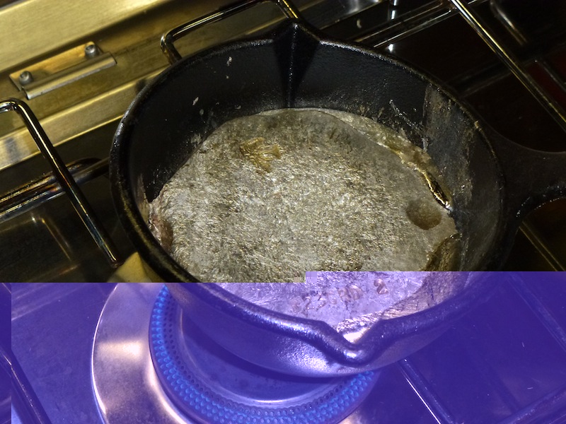 Pot of Babbitt on it's way to being poured